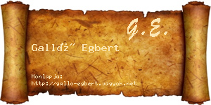 Galló Egbert névjegykártya